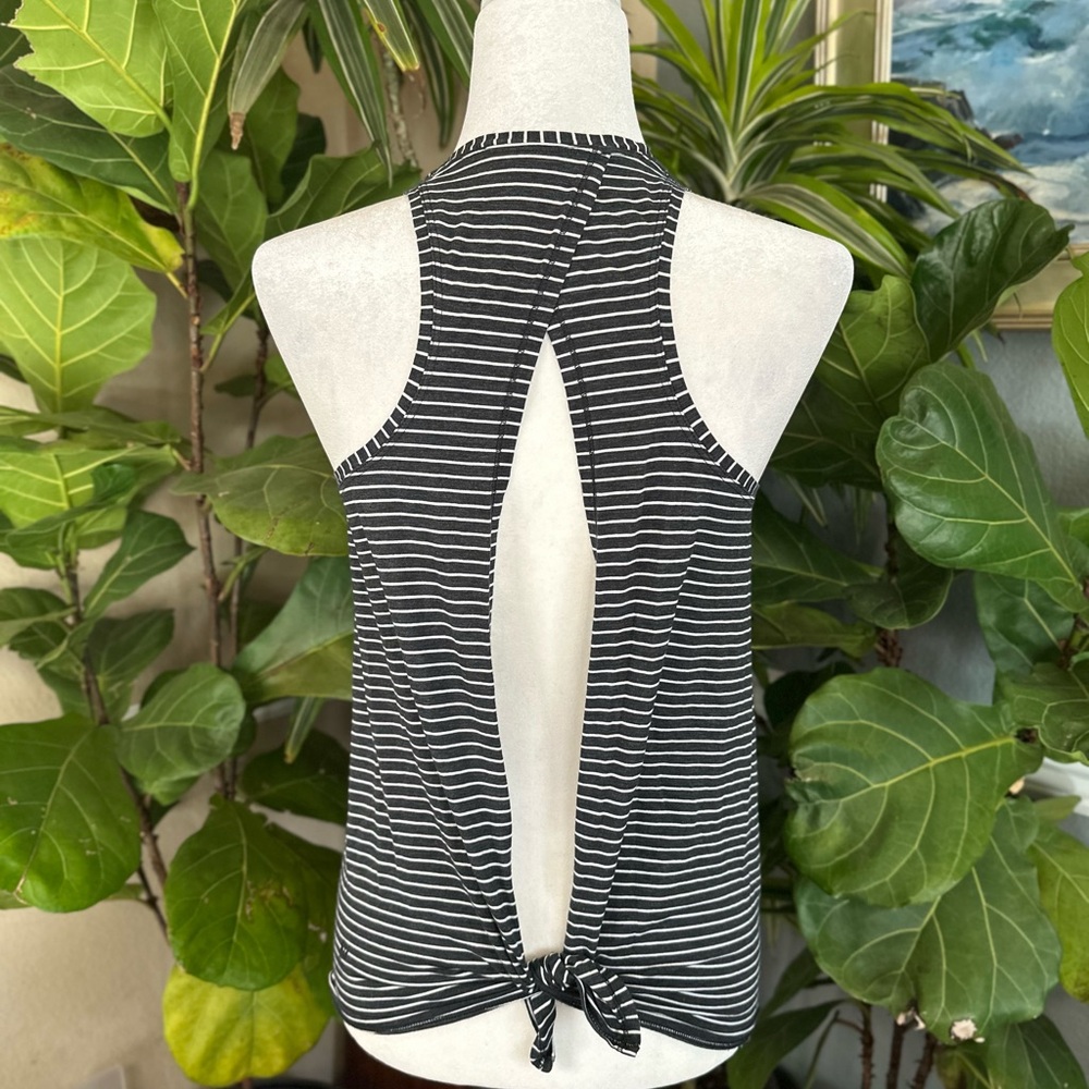 Lululemon Athletica Charcoal Gray and White Striped Tank Top